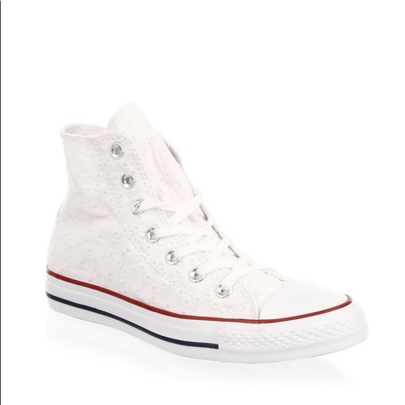 Converse Shoes - NWT Converse White Embroidered Garnet High Tops